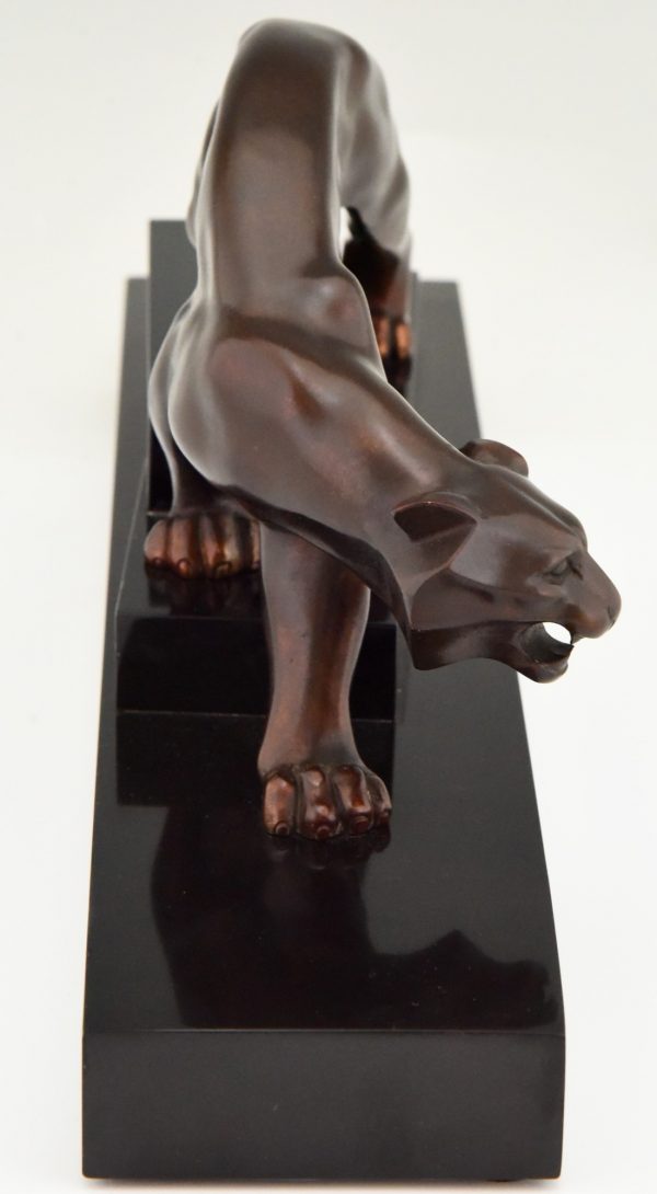 Art Deco bronze sculpture of a panther