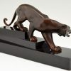 Art Deco bronze sculpture of a panther