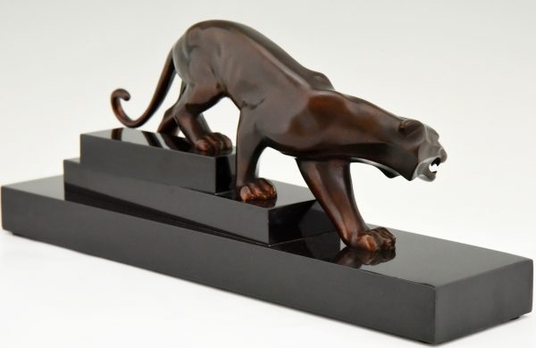 Art Deco bronze sculpture of a panther