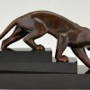 Art Deco bronze sculpture of a panther