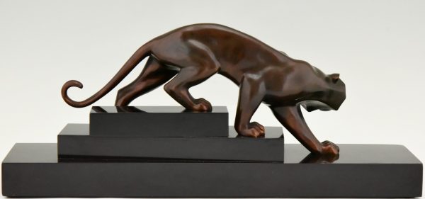 Art Deco bronze sculpture of a panther