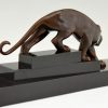 Art Deco bronze sculpture of a panther