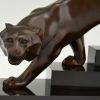 Art Deco bronze sculpture of a panther