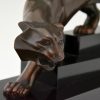 Art Deco bronze sculpture of a panther