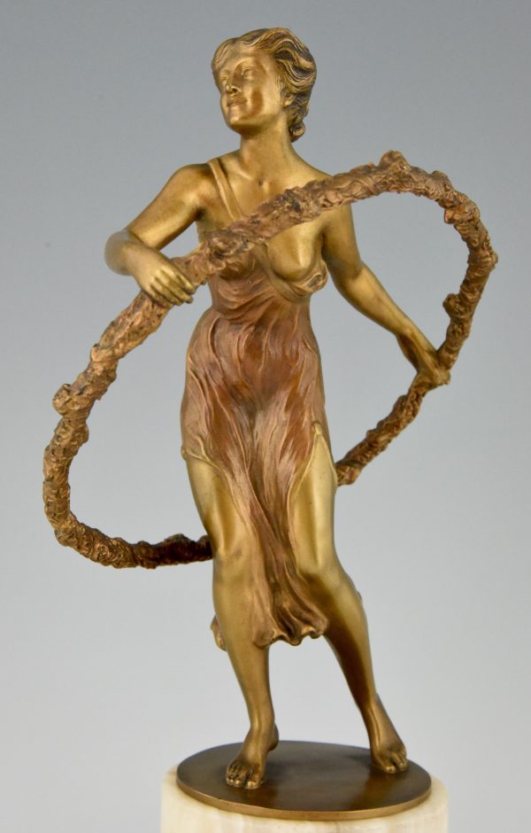 Bronze Skulptur Art Deco Reifen Tänzerin