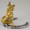 Jugendstil Bronze Frauenakt auf Hufeisen