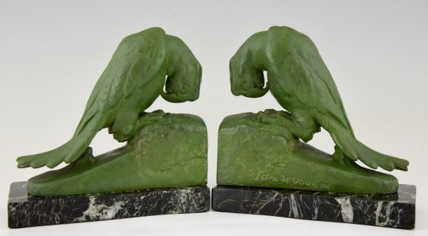 Art Deco parrot bookends