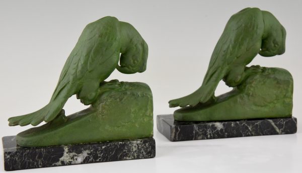 Art Deco parrot bookends