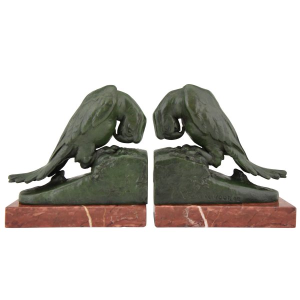 Art Deco parrot bookends