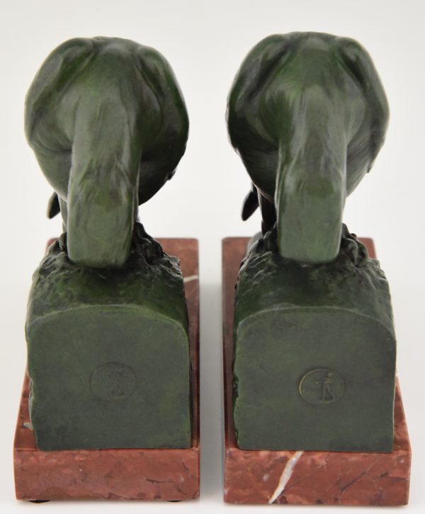 Art Deco parrot bookends