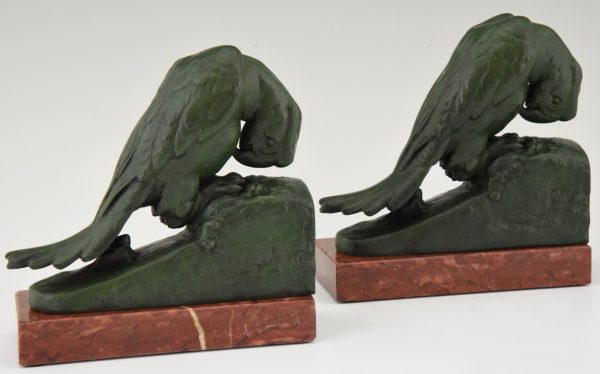 Art Deco parrot bookends