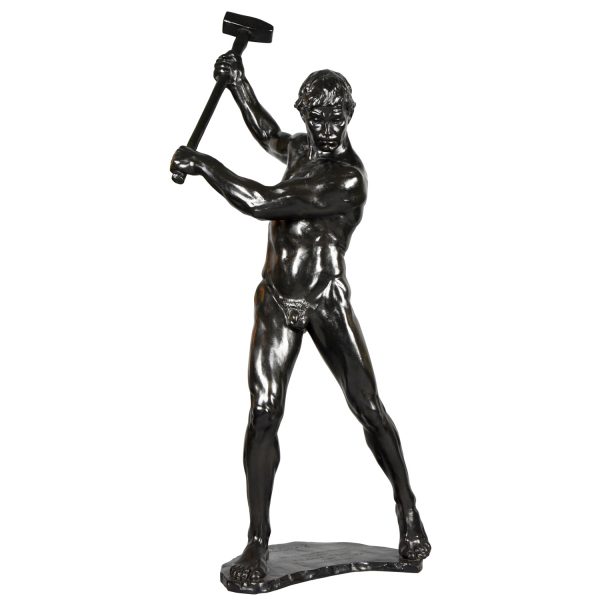 Half size sculpture male nude with sledgehammer 