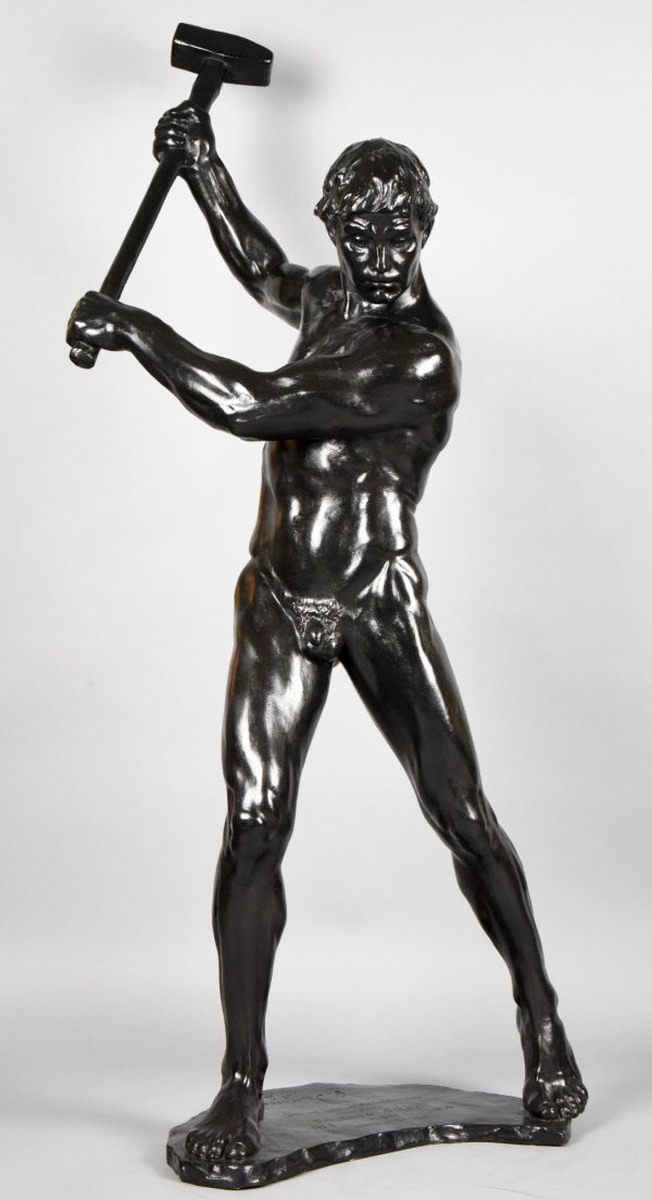 Half size sculpture male nude with sledgehammer 