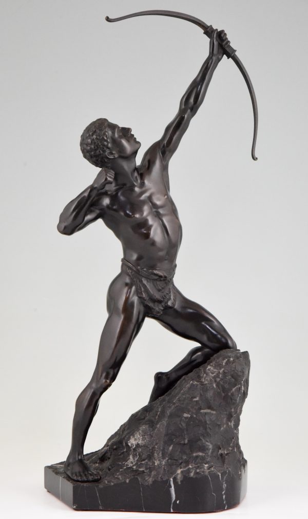 Antike Bronze Skulptur Männlicher Akt Bogenschütze