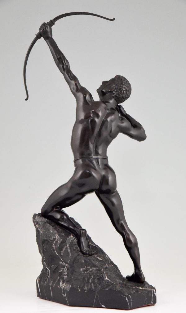 Antique sculpture bronze archer nu masculin