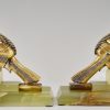 A pair of Indian Art Deco bronze bookends.