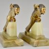 A pair of Indian Art Deco bronze bookends.