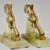A pair of Indian Art Deco bronze bookends.