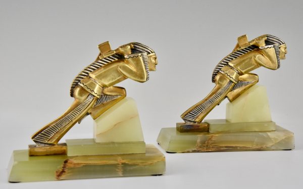 A pair of Indian Art Deco bronze bookends.