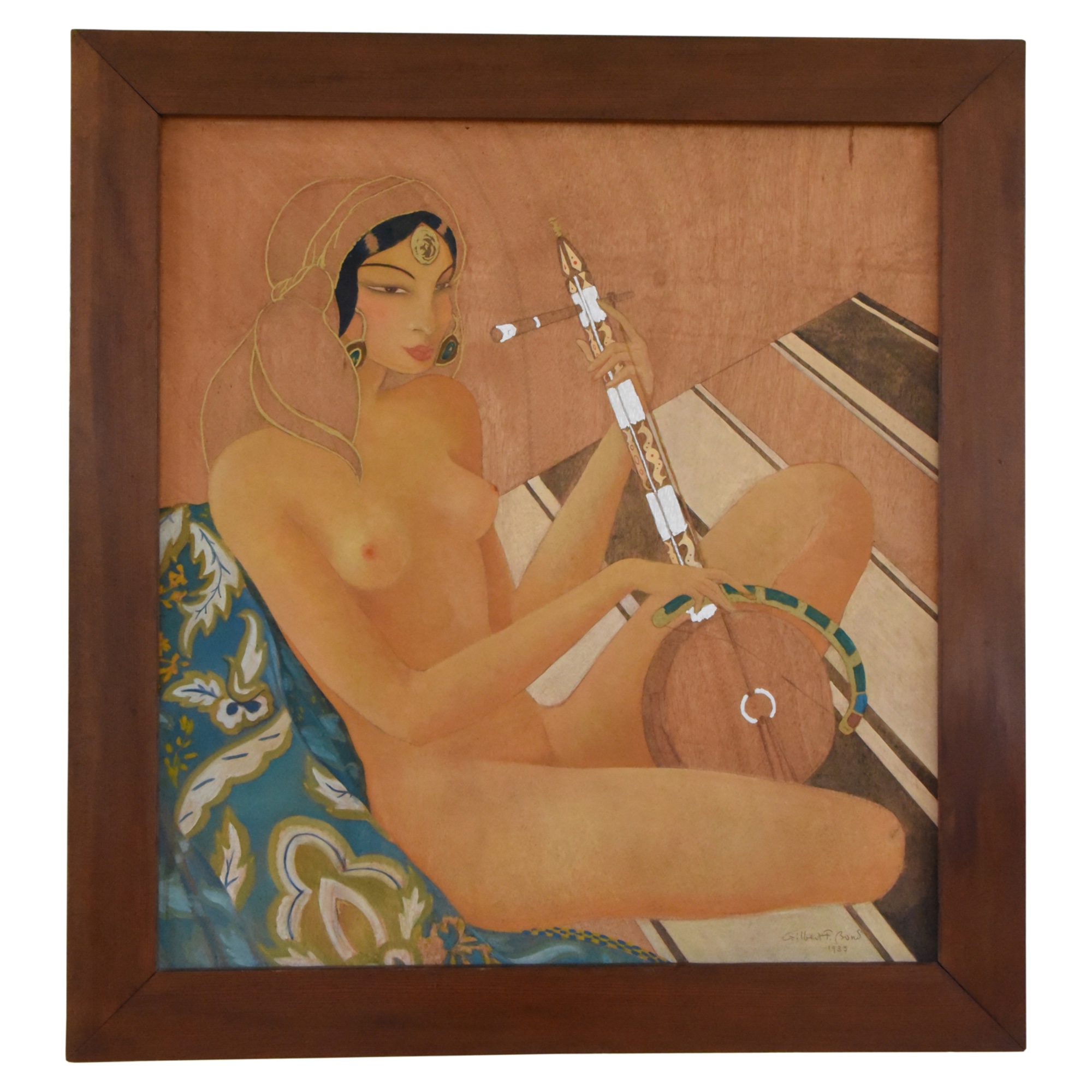 Art Deco Gemälde Orientalische Frau mit Gumbri