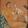 Art Deco schilderij oriëntaalse vrouw met gumbri
