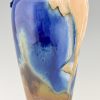 Art Deco blue ceramic vase with fish handles