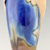 Art Deco blue ceramic vase with fish handles