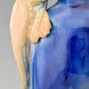 Art Deco Vase Keramik Blau mit Fisch