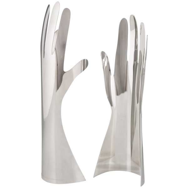 Le Mani, silver plated sculpture of 2 hands