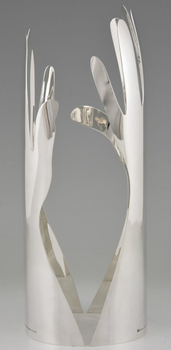 Le Mani, silver plated sculpture of 2 hands