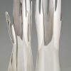 Le Mani, silver plated sculpture of 2 hands