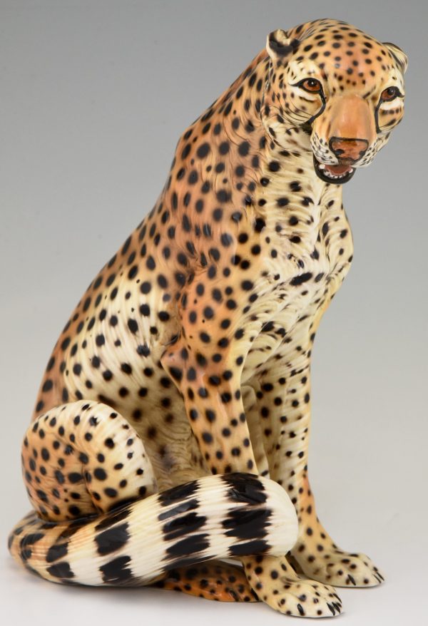 Sculpture céramique guépard années 60