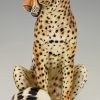 Mid Century Ceramic cheetah leopard sculpture.