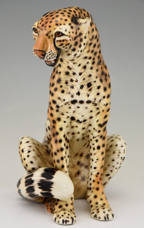 Mid Century Ceramic cheetah leopard sculpture.