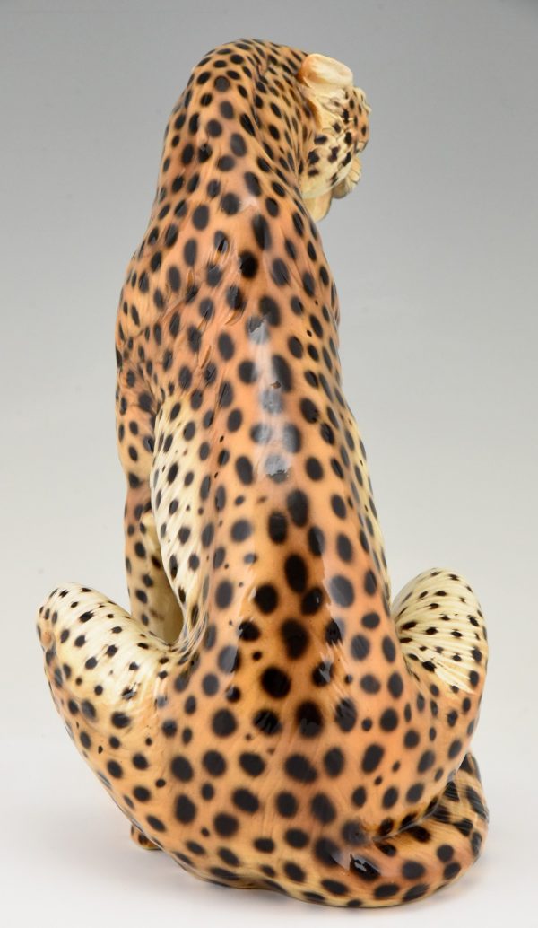 Vintage sculptuur jachtluipaard keramiek
