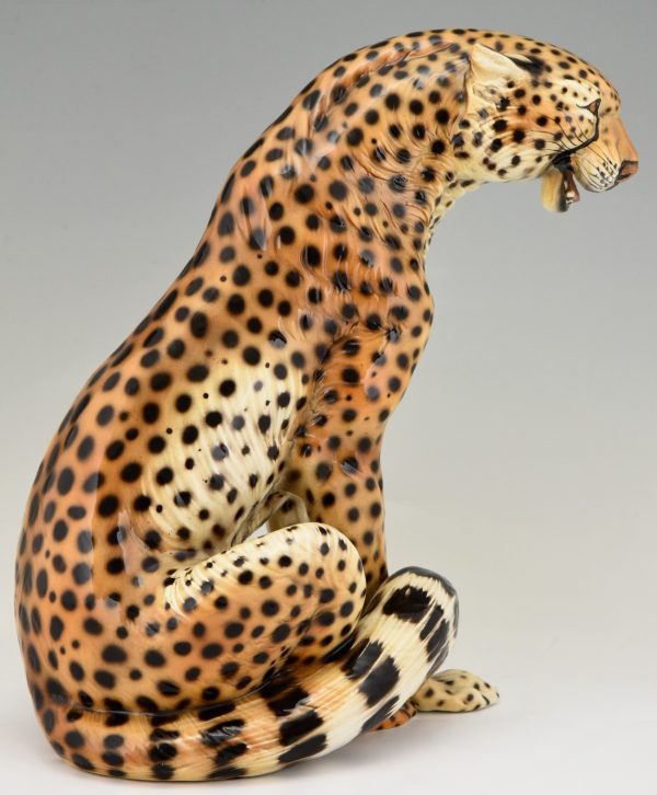 Mid Century Ceramic cheetah leopard sculpture.