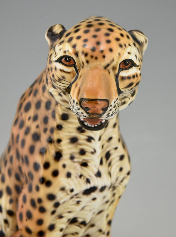 Mid Century Ceramic cheetah leopard sculpture.