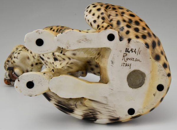 Mid Century Ceramic cheetah leopard sculpture.