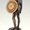 Gladiator, antiek bronzen beeld mannelijk naakt met schild