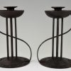 Pair of Art Nouveau iron candlesticks