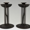 Pair of Art Nouveau iron candlesticks