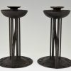 Pair of Art Nouveau iron candlesticks