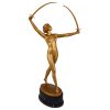 Art Deco gilt bronze sculpture of a nude with two swords.