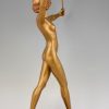 At Deco sculpture en bronze nude danseuse a l’épée