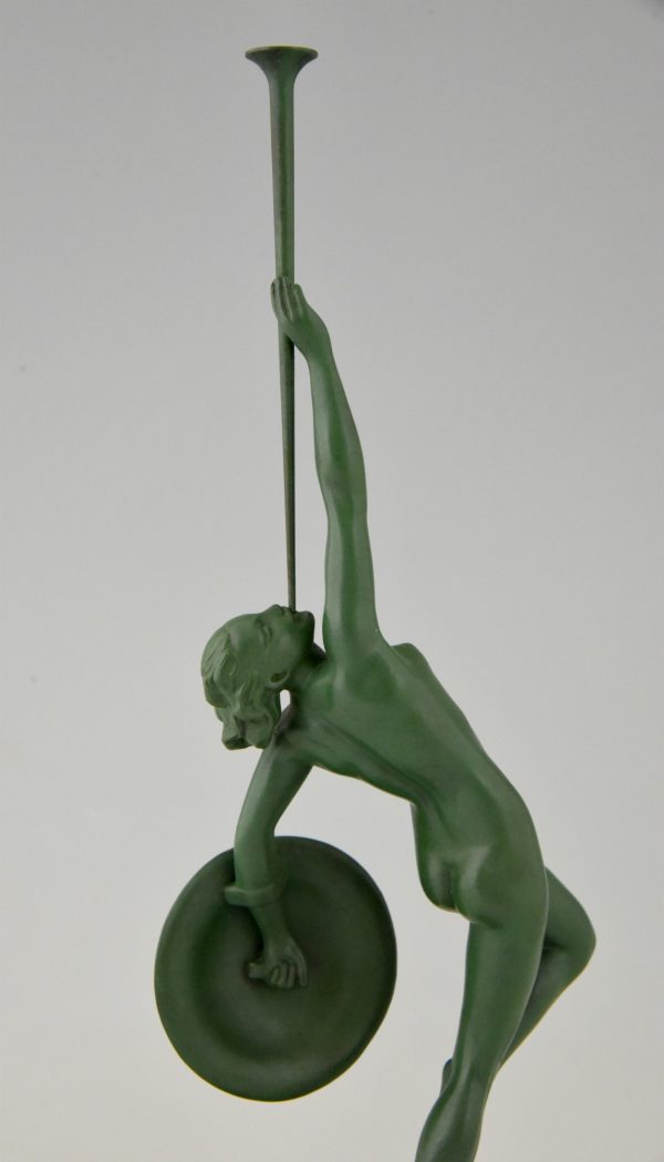 Art Deco sculpture nude with trumpet