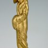 Art Deco Bronze Skulptur vergoldet elegante Frau