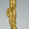 Art Deco verguld bronzen beeld elegante dame