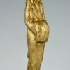 Art Deco gilt bronze sculpture of an elegant lady.