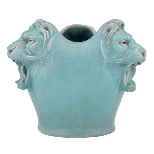 Vase en céramique Art Deco avec 3 têtes de lion