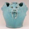 Art Deco ceramic vase with 3 lion heads